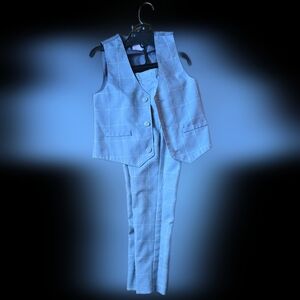 Wonder Nation Blue Plaid Suit Vest and Pants